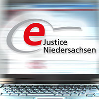 Logo: ejustice Niedersachsen (Link zum Niedersächsischen Landesjustizportal, Elektronischer Rechtsverkehr)
